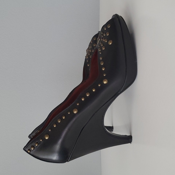 Donald J. Pliner Shoes - Donald J Pliner Black Stud Peep Toe High Heels 5.5 M